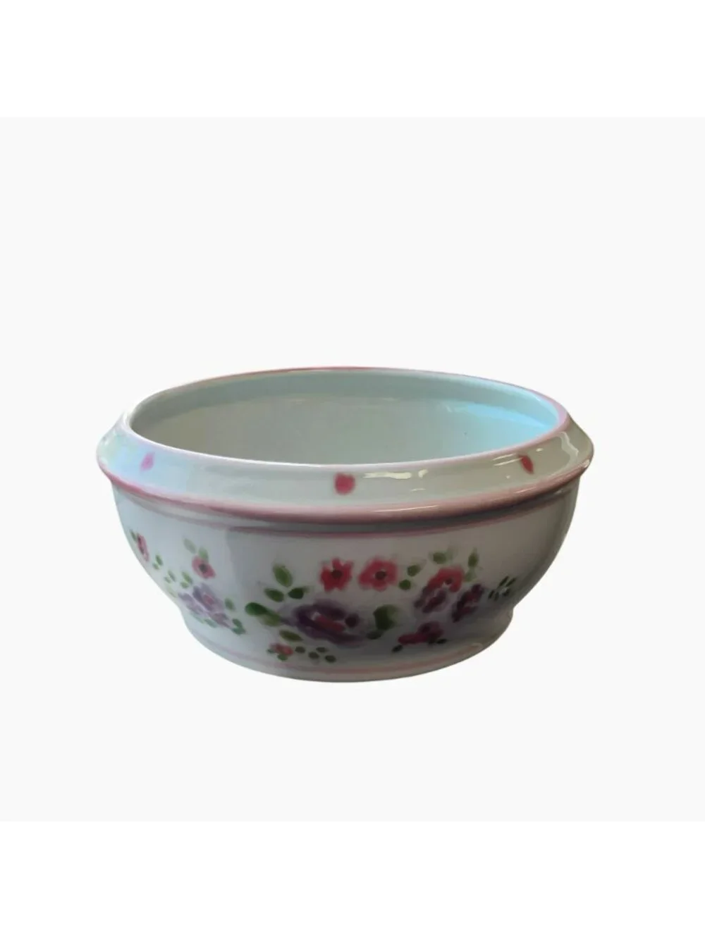 Vintage Hand Painted Ceramic Floral Planter Bowl 8
